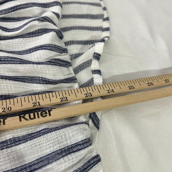 Angie Women's Striped Ivory Blue Embroidered Boho Top Long Sleeve Size S NWT - Picture 11 of 11